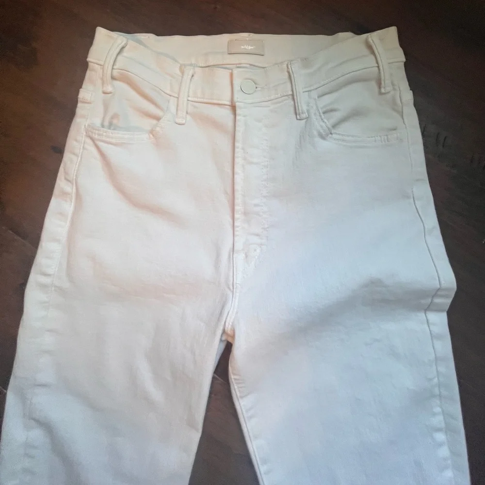 MOTHER Hustler Ankle Fray White Straight Leg Jeans Size 28 - Picture 8 of 14